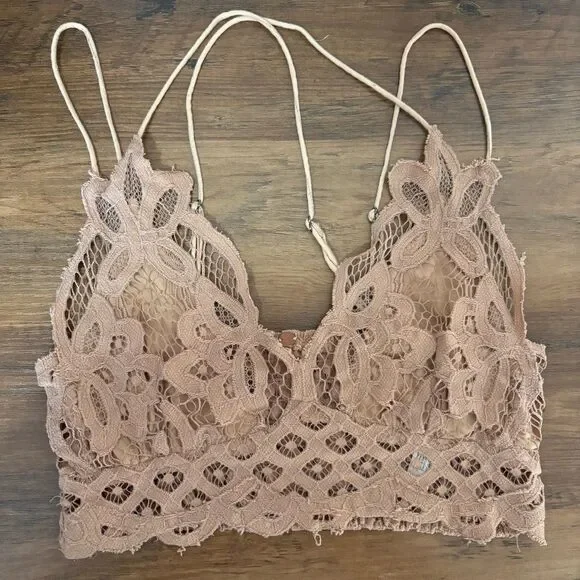 Free People Nude Adella Longline Bralette size S - Picture 2 of 7